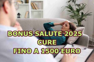 Paziente dal psicologo e scritta bonus salute 2025