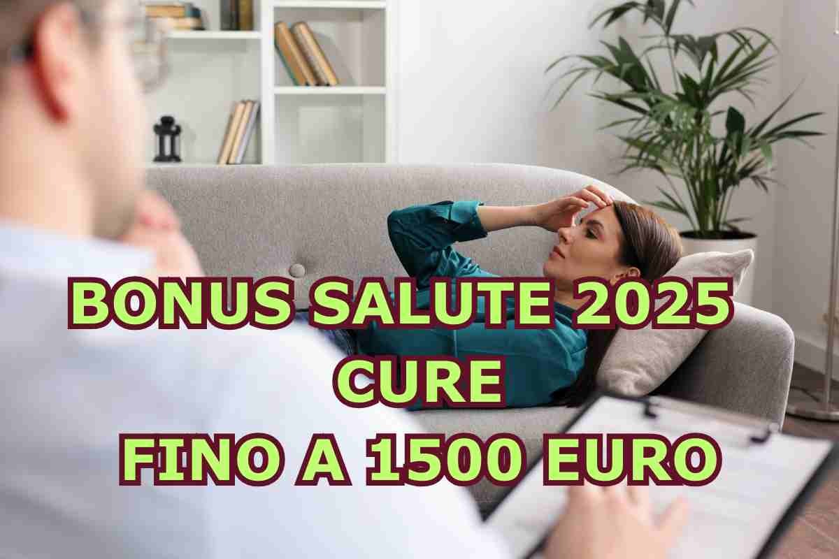 Paziente dal psicologo e scritta bonus salute 2025